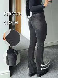 Women's Y2K Bootcut Flared Jeans, High Slim Fit Waist, Stretchy Elastic & Comfortable Design, Perfect for All Occasions, Trendy Fashion Statement