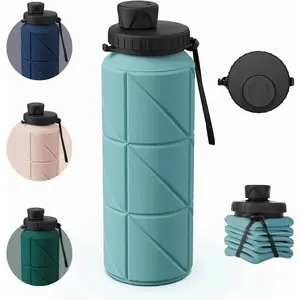 Collapsible Water Bottles,Leakproof BPA Free Silicone Foldable Portable Water Bottle 690ml(23oz),Lightweight Reusable Water bottle for Travel Cycling Gym Camping Sports Outdoor, Green