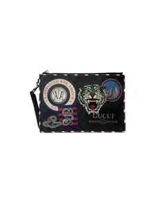 Pre-owned GUCCI Courrier GG Supreme Patch Clutch Bag