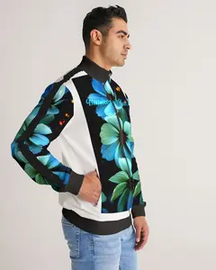 Beautiful Blue Glow Men's Stripe-Sleeve Track Jacket Womenswear Coats