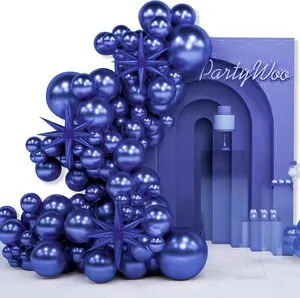 PartyWoo Navy Blue Star Balloons 110pcs Different Sizes 18 12 10 5 Inch Pack 22 Inch Navy Blue Spike Star Explosion Foil Mylar Balloon Arch Kit for Birthday Baby Shower Party Decorations Blue-Z90