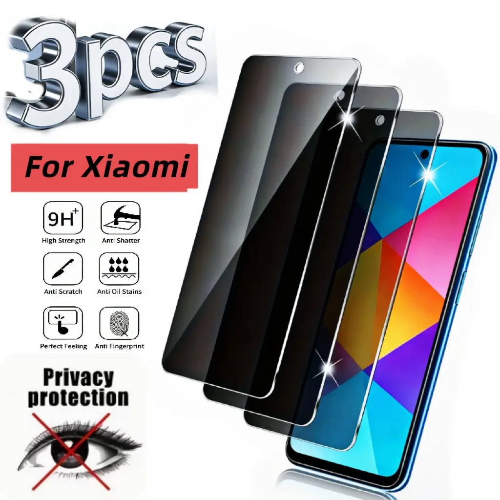 Privacy Protection Anti-Spy HD Tempered Glass Film, Scratch-Resistant Fingerprints, Compatible with Xiaomi Poco & Mi Series Phones