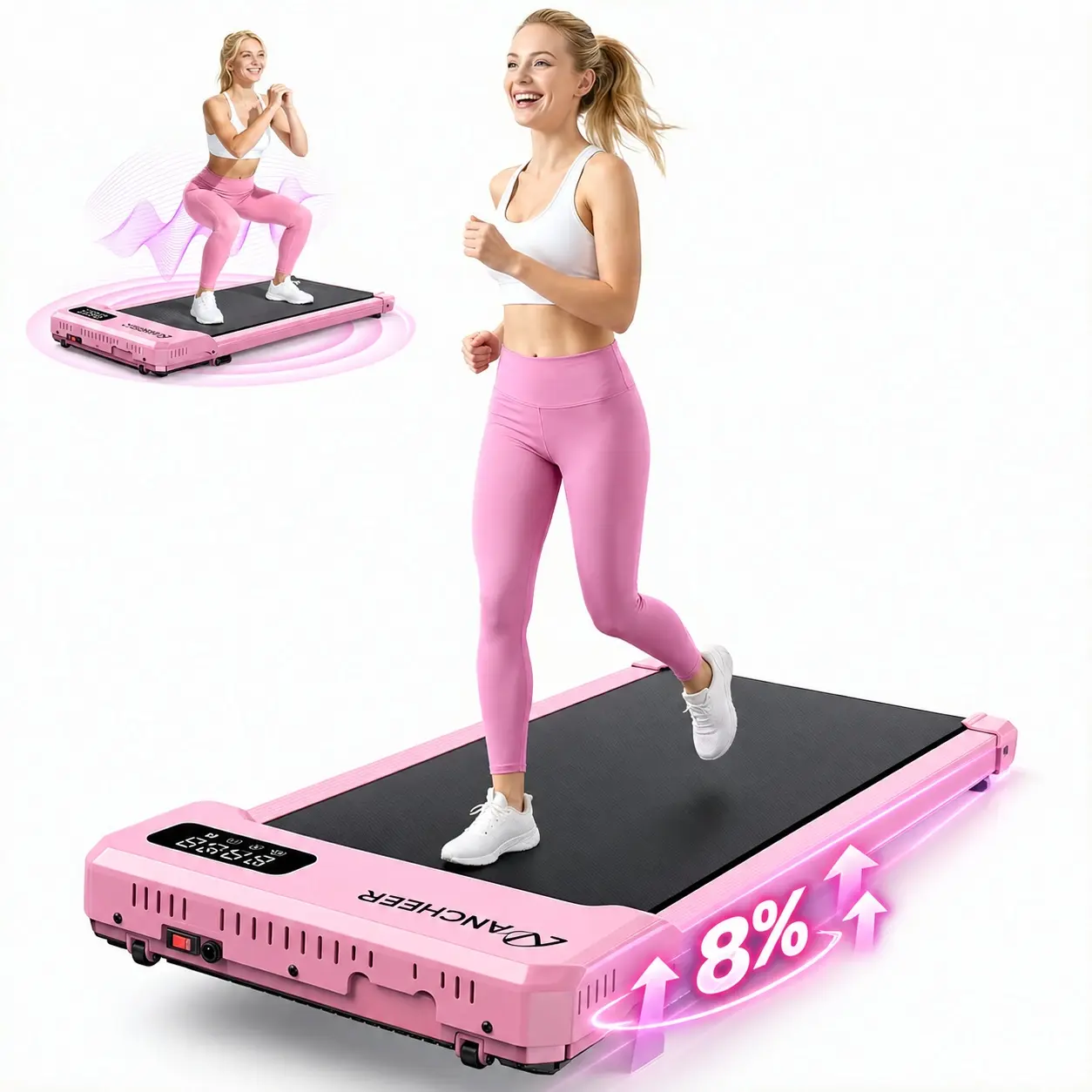 Summerwins Walkable Treadmill - 2.5HP Motor Under Desk Workout Station with Incline, Vibration Massage Plate, 0.6-4 MPH Pacing, Remote Control, LED Display, Female-Friendly Compact Portable for Home Small Spaces, Office