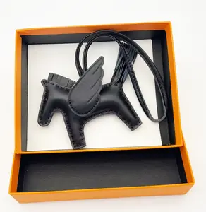 Wirkin Bag Horse Charm -Lychee Pattern Leather Accessory for Portable Messenger Bag, ldeal for Ladies Handmade Sheepskin Angel Pegasus Bag Hanging Ornaments