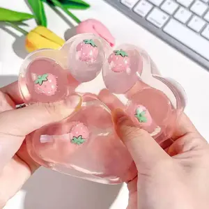 Strawberry Transparent Giant Cat Paw Squishy Squeeze Toy, Cute Finger Toy, Stress Relief Toy, Perfect for Party Gifts, Birthday Gifts, Valentine's Day Gifts
