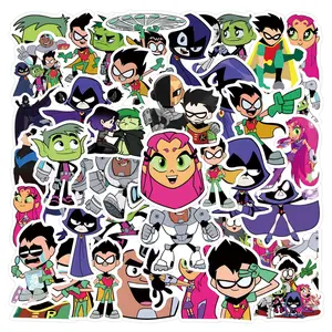 60 Sheets Movie Teen Titans Cartoon Graffiti Stickers, Waterproof Luggage Cup Stickers, Fun Decorative Decals for Travel Accessories, Travel Friendly Stickers