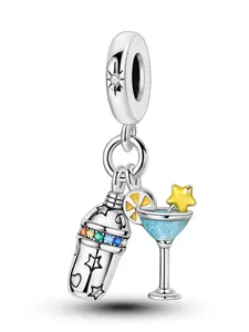 Enamel Cocktail Bartender Pendant Charm, Perfect Gift for Cocktail Lovers & Professional Mixologists, Casual Style Jewelry