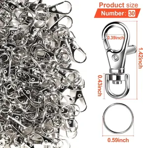 240PCS Metal Swivel Lanyard Snap Hooks and Split Key Rings Chain Hook Keychain for Key Chains, Crafts, Lanyard, Key, Jewelry Making