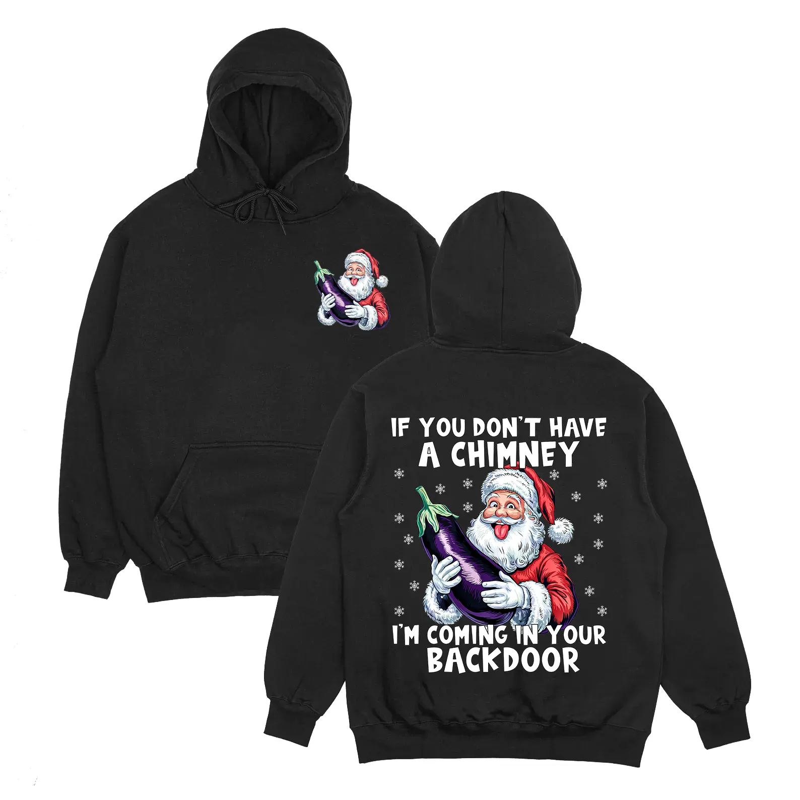 Funny Backdoor Santa Christmas Hoodie, Cheeky Santa Holiday Shirt, Naughty Santa Humor Tee, Festive Rude Xmas Gift