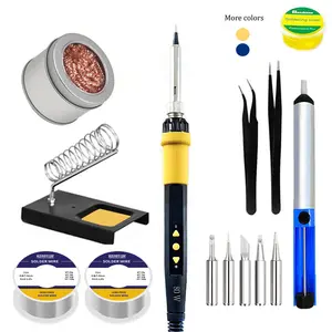 Professional Soldering Iron Kit, Adjustable Temperature Digital Display, Includes 5 Solder Tips, Desolder Pump, Tweezers, Rosin, DIY Jewelry Repair