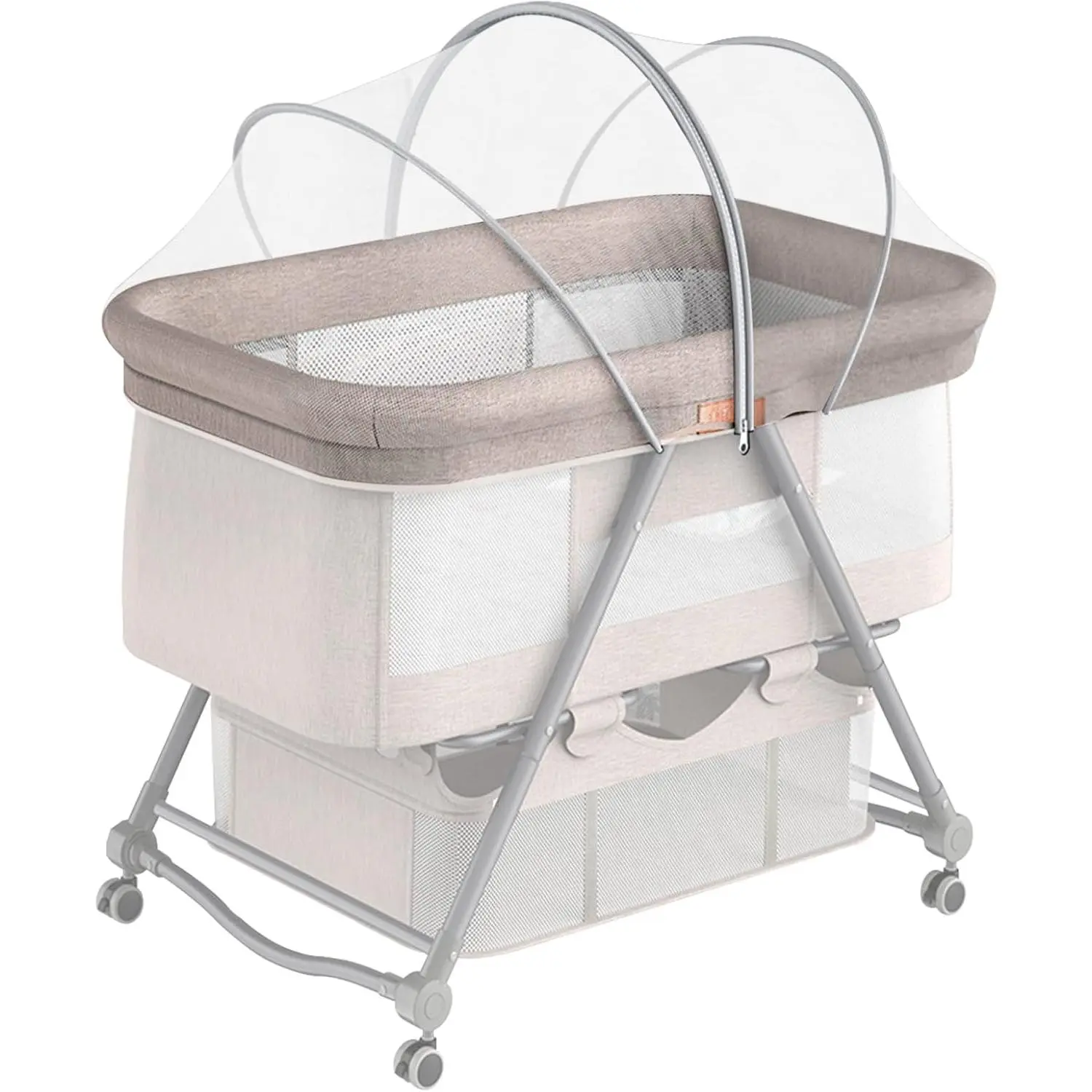 Bassinet Cover with Two-Way Zipper,Portable Bassinet Mosquito Net Cover,Bassinet Cover for Cats to Keep Pets Out(White)