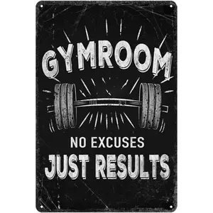 Gym Room Metal Tin Sign Motivational Gym Posters Gym Room No Excuses Just Results Signs Gym Posters For Home Gym Funny Vintage Tin Sign For Gym Garage Inspirational Quotes Wall Art Decoration