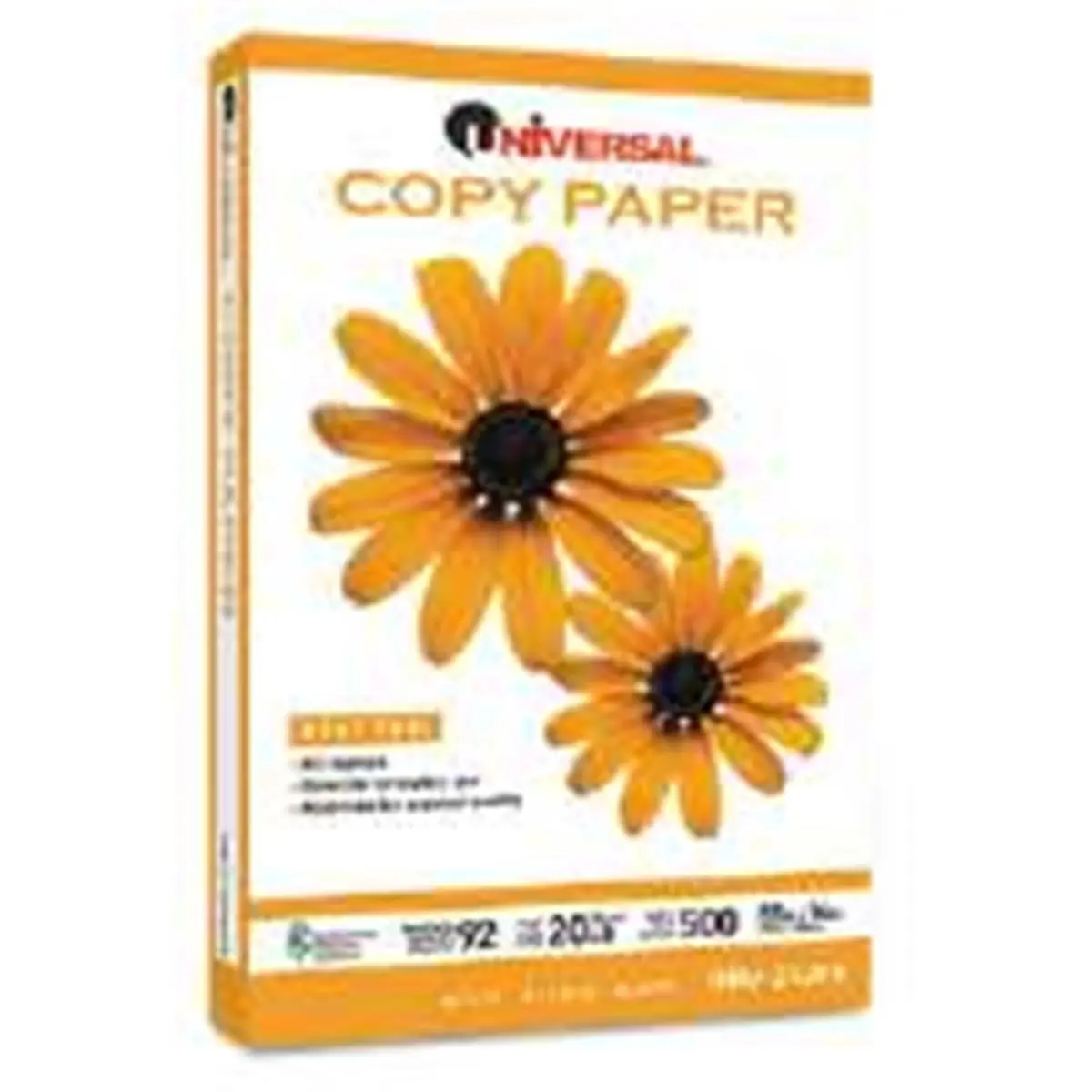 Universal UNV24200 White Copy Paper - 92 Brightness - 20Lb - 64 lbs - 8.5x14 in - Acid-Free - Archival Quality - SFI Certified - For Everyday Office-Copier Use - Paper-Copier/Printer Compatible - 5000 Sheets Carton