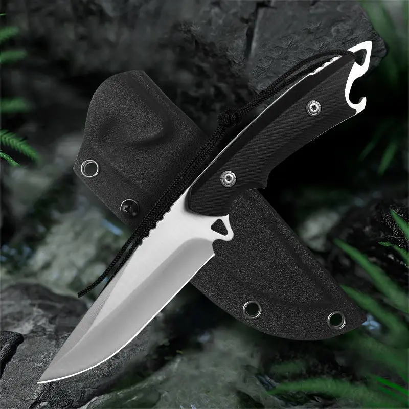 Multifunctional Outdoor Knife,G10 Handle +Lanyard Design,CNC Numerical Control Fine Grinding Process,Knife with K Sheath,for Camping,Fishing,Exploration,Hiking,Backpacking Essential,Gift for Adventure Lovers