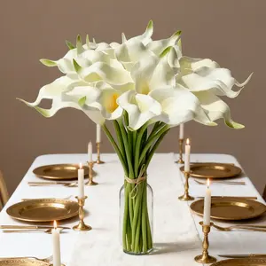 【Spring Deal】Silvanest 10/20/30pcs Artificial White Calla Lily Flowers with Green Stems, 13.5" for DIY Wedding, Holiday & Home Decoration