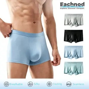 4-Pack Men's Ice Silk Boxer Briefs – Ultra Thin Cooling Breathable Underwear, Soft Stretch Comfortable Boxers for Everyday Wear