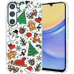 Compatible with  Galaxy A15 5G Christmas Phone Case,Fun Snowman Gingerbread Man Tree Christmas  Cute Winter Design Shockproof Soft TPU Slim Anti-Slip Case Clear
