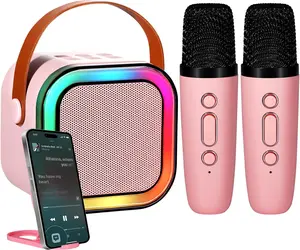 Risebass Mini Karaoke Machine for Kids & Adults | Portable Bluetooth Speaker with 2 Wireless Microphones | Birthday Gifts for Girls, Toddlers & Teens