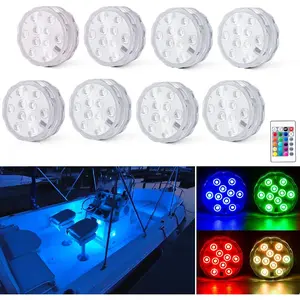 Wireless Boat Lights, Battery Powered Operated Marine RGB LED Interior Courtesy Light, Remote Control Multi Color Changing, for Boat Deck Fishing Pontoon Sailboat Kayak, 8PCS