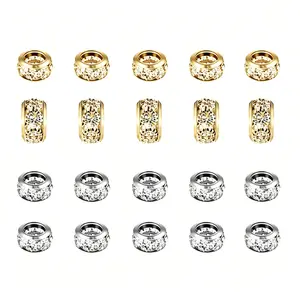 20pcs Silver Color Large Hole Rhinestone Beads, DIY Handmade Jewelry Making, Bracelet Necklace Accessories, Diy Beading Accessories, Valentine's Day Gift