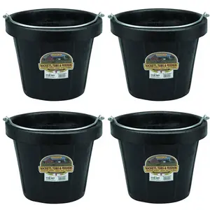 Little Giant 12 qt Flexible All-Purpose Rubber Bucket w/ Steel Handle (4 Pack)