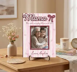 Custom Wooden Photo Frame for Mother's Day Gift, Personalized Mothers Day Gifts, Floral Keepsake Decor, Personalized Nana Gift, Grandma Birth Flower Plaque,