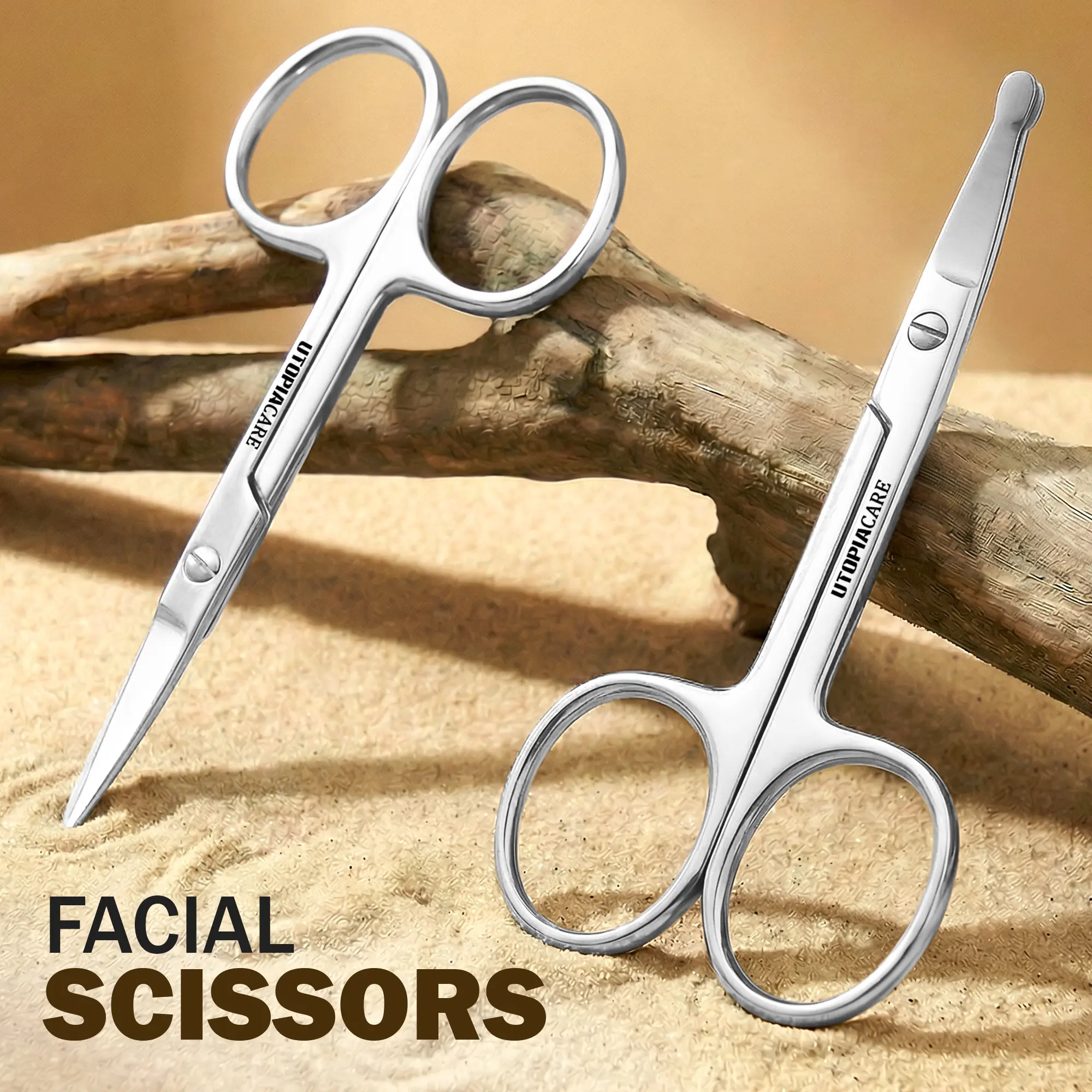 Utopia Care Stainless Steel Salon-Grade Grooming Scissors – Sharp Precision Hair Styling Tools for Eyebrow, Nose Hair, Mustache & Beard Trimming – Compact Silver for Men & Women, Salon-Grade Hair Scissors
