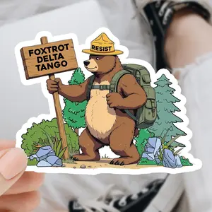Resist Bear Foxtrot Delta Tango Anti Trump Sticker, Subtle FDT Sticker, Anti-Trump, Anti-Elon, Anti-MAGA, Democrat Liberal, Feminist