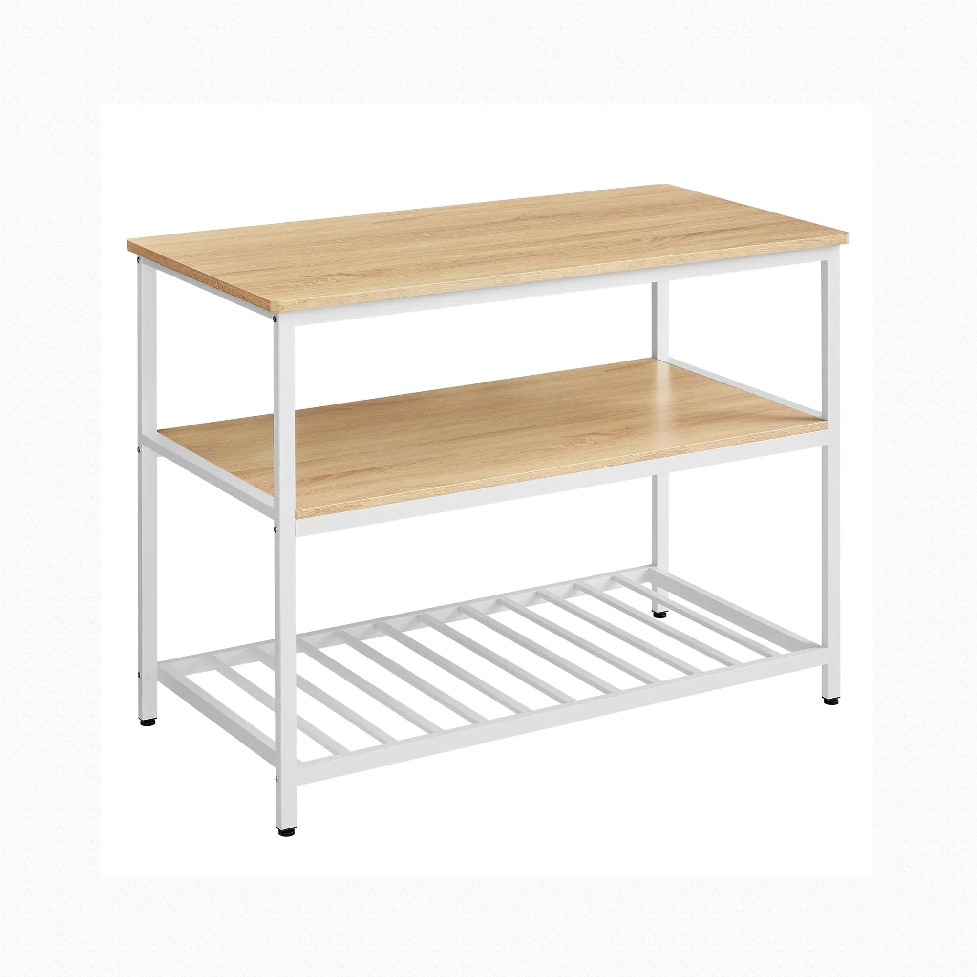 VASAGLE Kitchen Island with 3 Shelves, 47.2 in Wide Worktop, Steel Frame, Multi-Format & Modern Shelving & Storage, Stable Structure, Simple Setup, Multi-Format Shelving & Storage, Three Shelves