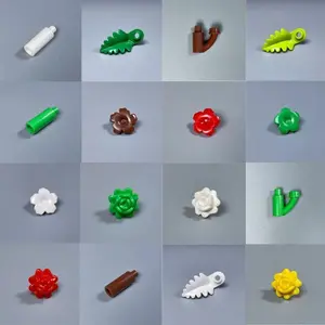 MOC Bricks Stem Rose Flower Jungle Garden Plants Part 37762 1566 93081c Building Blocks Assembled Friend Children's Toys
