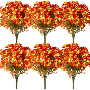 10 Bundles Artificial Flowers, UV Resistant Faux Pansy Fake Plants, Fake Mums Fall Decorations Indoor Outdoor Decorative for Home and Outside Garden Porch Window Box Home Decor, Artificial Outdoor Flowers