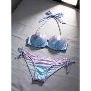 New Swimsuit Mermaid Bikini Gradient Shell Bikini Casual Swimwear