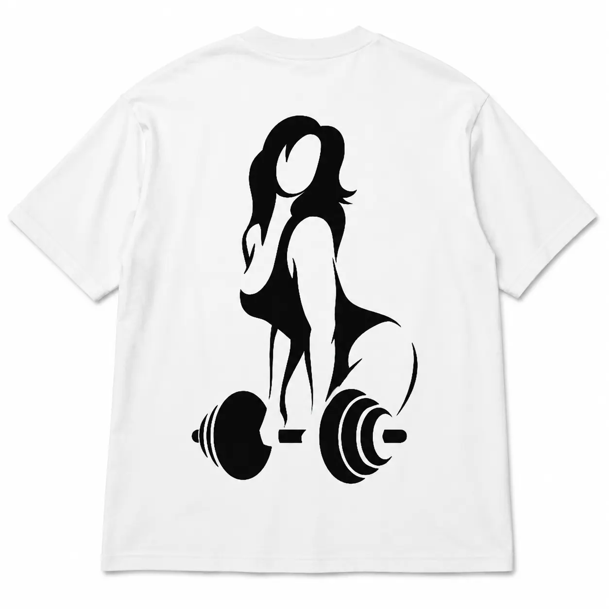 Strong Woman Deadlift Silhouette Graphic T-Shirt, Female Weightlifter Barbell Back Print Tee, Women’s Bodybuilding Powerlifting Workout Shirt, Oversized Gym Pump Cover, Strength Training Fitness Apparel, Gift for Women Lifters and Personal Trainers