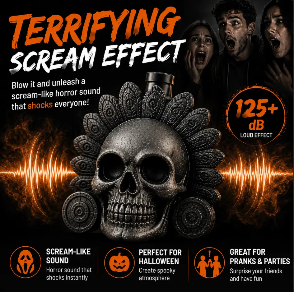 Ancient Ceramic Loudest Aztec Whistle for Adults - 125+ dB, Easy-to-Blow, Scream-Like Sound, Halloween Pranks & Scary Fun Novelty Gag Toy