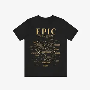 Epic The Musical Map Shirt, Mythology Graphic Tee - Classic Heavyweight Cotton Ivory Cream Shirt for Men Women RPR
