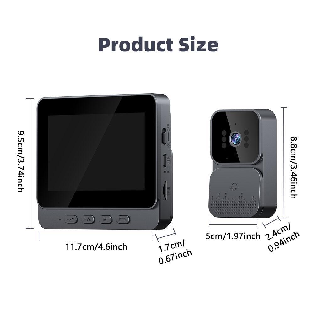 4.3-inch IPS Screen Wireless Video Doorbell Camera 2.4G, Two-Way Intercom, Infrared Night Vision, Ultra-Long Standby, Built-in Speaker, 128g SD Card,for Valentine’s Day Gift