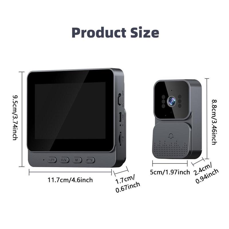 4.3-inch IPS Screen Wireless Video Doorbell Camera 2.4G, Two-Way Intercom, Infrared Night Vision, Ultra-Long Standby, Built-in Speaker, 128g SD Card,for Valentine’s Day Gift