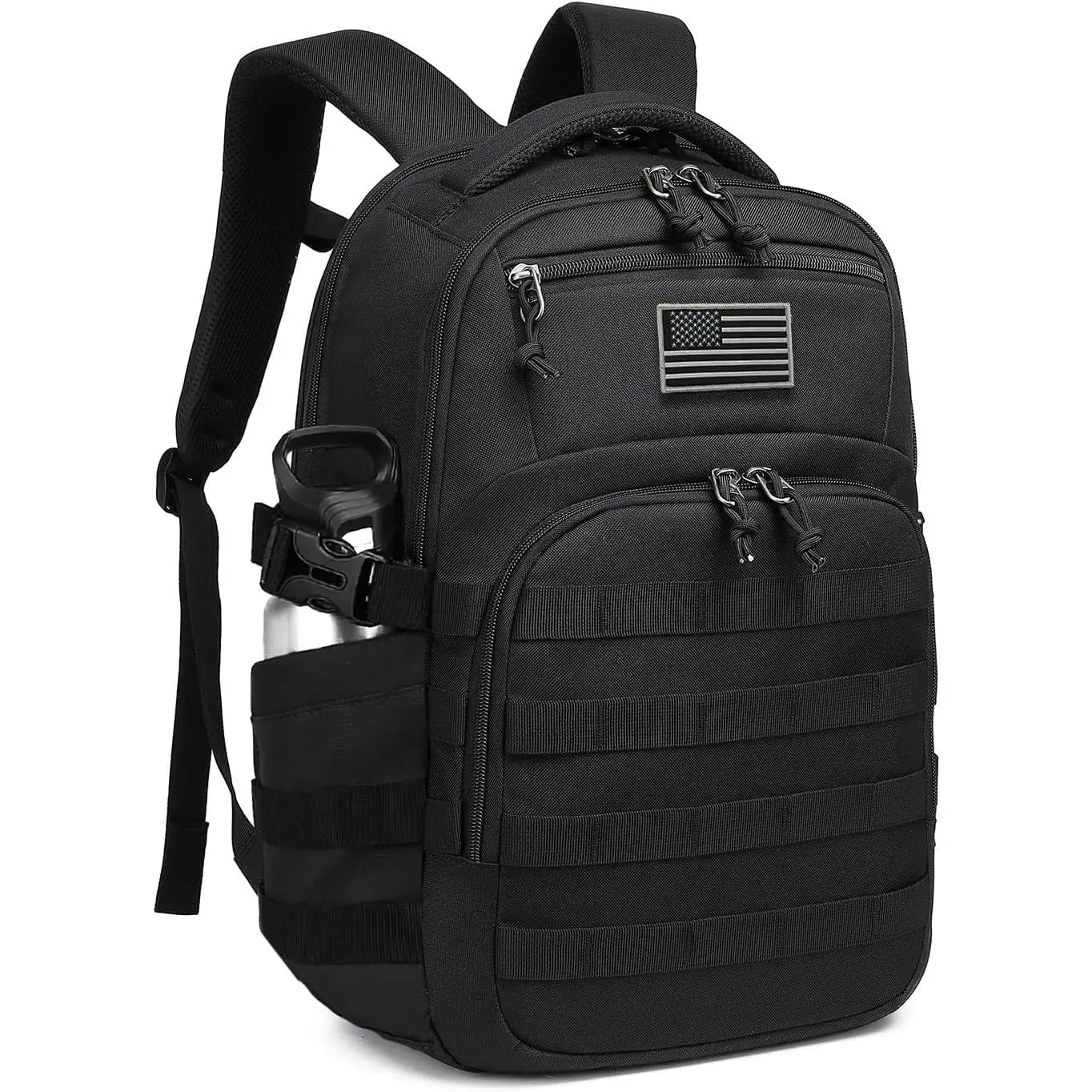 Men’s Black Tactical Backpack Small Military Style Assault Travel Hiking Daypack