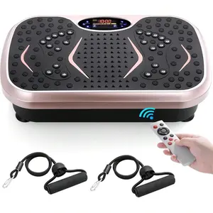 Vibration Plate,3D Shake Board,Power WorkoutPlatform,Full Body Shaping,Weight-Loss ExerciseMachine for Lymphatic Drainage,W/2 Resistance BandsAcupressure Foot Pedal&Remote Contro
