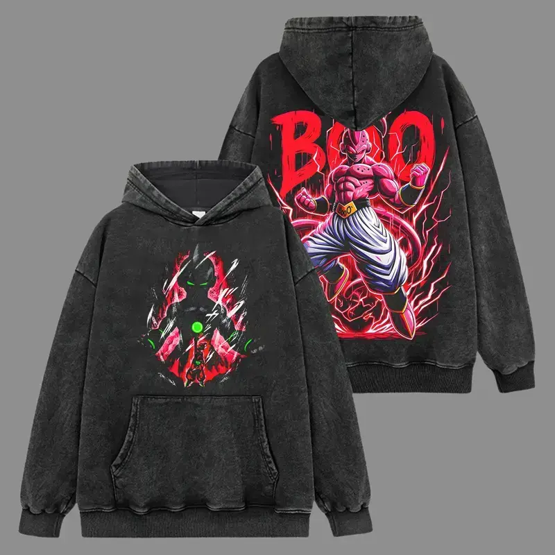 Majin Buu Hoodie-Shirt Premium 100% Acid Wash , Dragon Ball Fans, Anime Graphic Hoodie, Streetwear Hoodie Unisex Oversize Gift for Anime Lovers Oversized