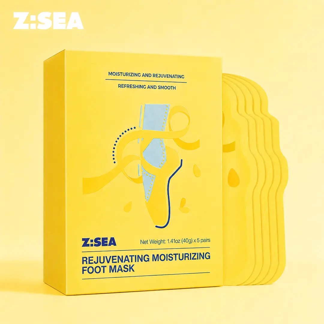 Z:SEA Marine Hydration Foot Mask for Dry Cracked Heels, Hyaluronic Acid Moisturizing Foot Booties, 24H Lock Moisture (5 Packs)