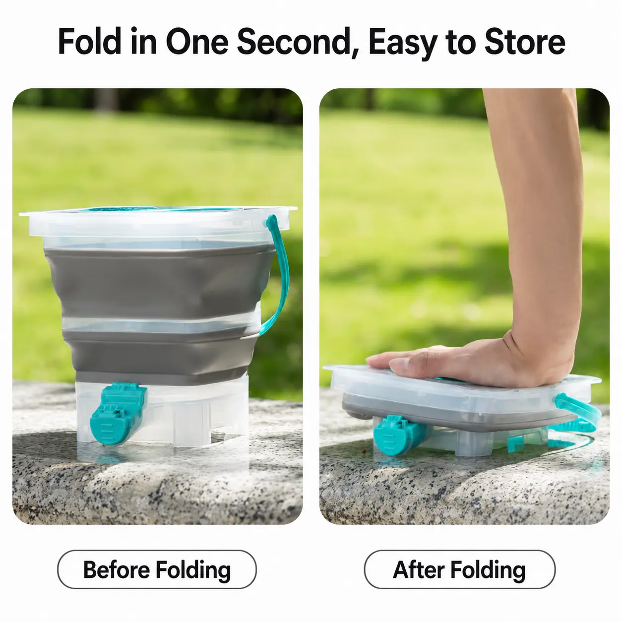 Plastic Foldable Toy Bucket, Gel Ball Soaking Container with 7-8mm Pellet Filter & Drainage Function for Outdoor Nature Exploration Toys