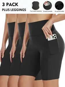 Plus Size Biker Shorts with Pockets High Waisted Yoga Shorts for Women Running Gym and Workout Shorts With Pockets for Women