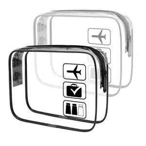 2pcs Clear Toiletry Bag TSA Approved Travel Bag,Carry On for Travel,Airport Airline Accessories ,Quart Sized Makeup Cosmetic bag Women Men