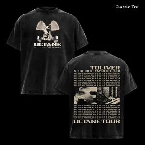 Octane Tour 2026 Shirt – Vintage Washed Oversized Graphic T Shirt, Toliver Inspired Streetwear, Octane Album Tour Dates Design, Dark Aesthetic Retro Music Tee, Heavy Cotton Washed Tee, Casual Unisex Men Women Top, Gift for Rap Fans