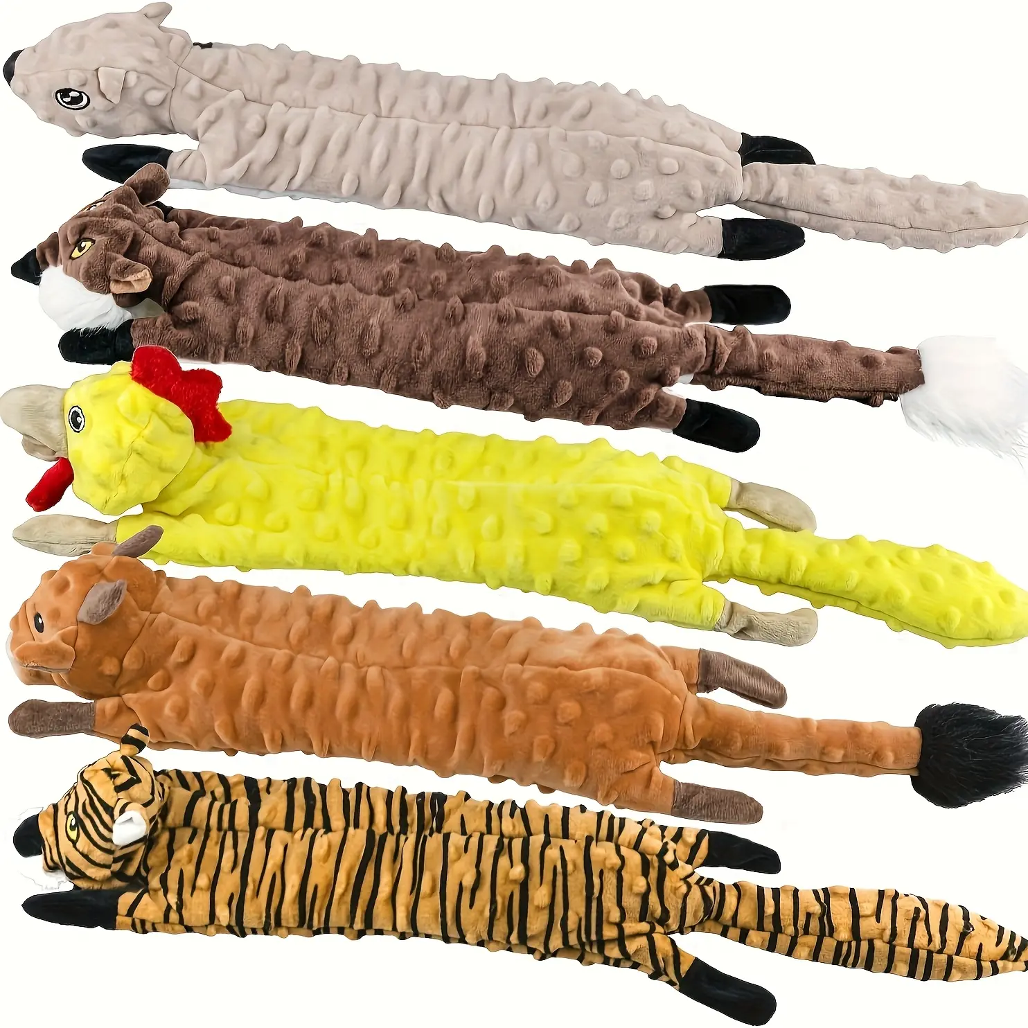 sharlovy 5 Packs Dog Squeaky Toys Pack, Bubble Plush Puppy Teething Pet Toys, Crinkle No Stuffing Animals Dog Toy, Doggies Chew For Large Small Medium Breed