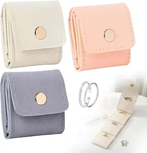 Mini Travel Jewelry Bag, Portable Foldable Mini Travel Jewelry Roll Bag with Buckle, Small Jewelry Box for Travel Essentials, Earrings, Rings, Necklaces