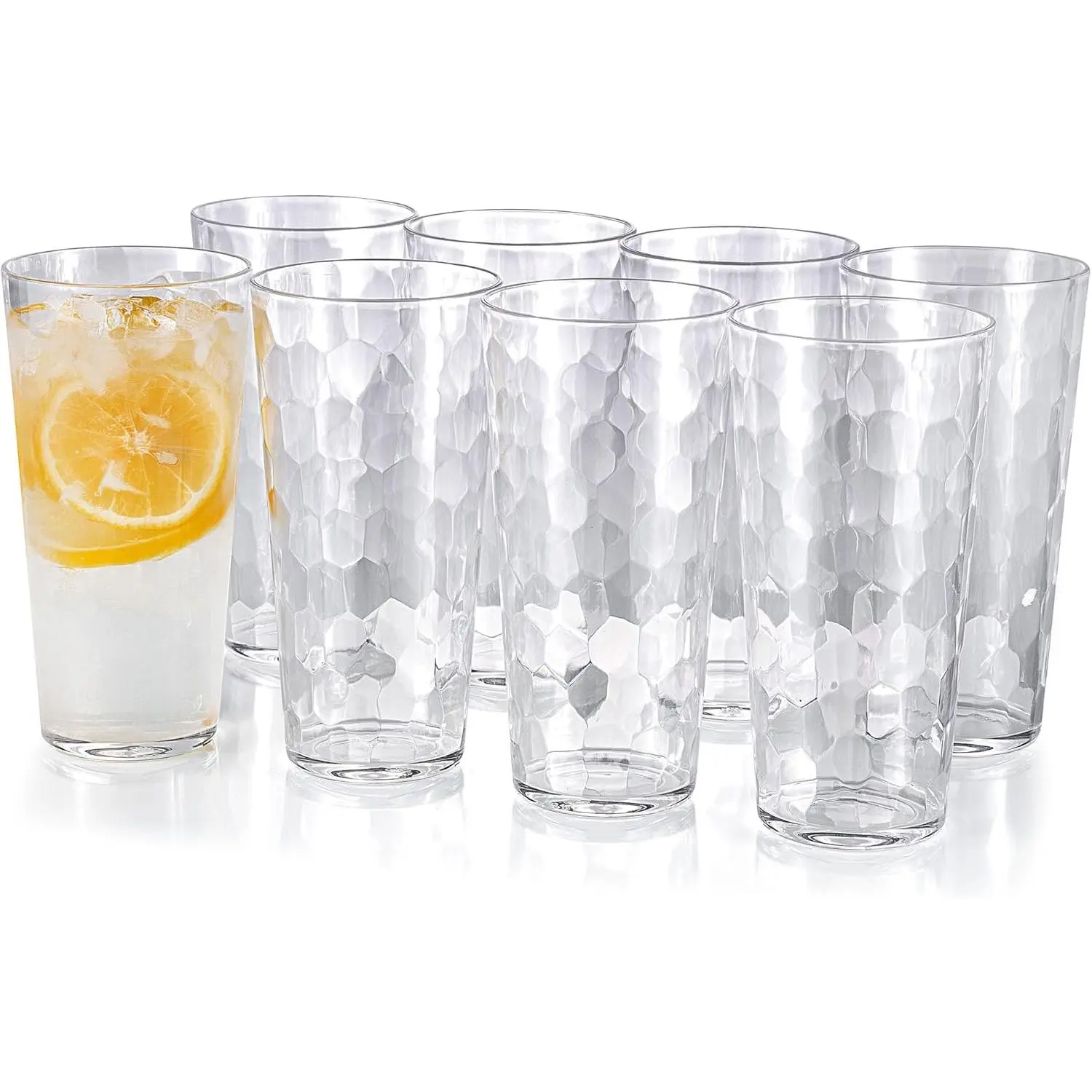 Mixed Drinkware 26-ounce Plastic Tumbler  Water Glasses, set of 8 Clear