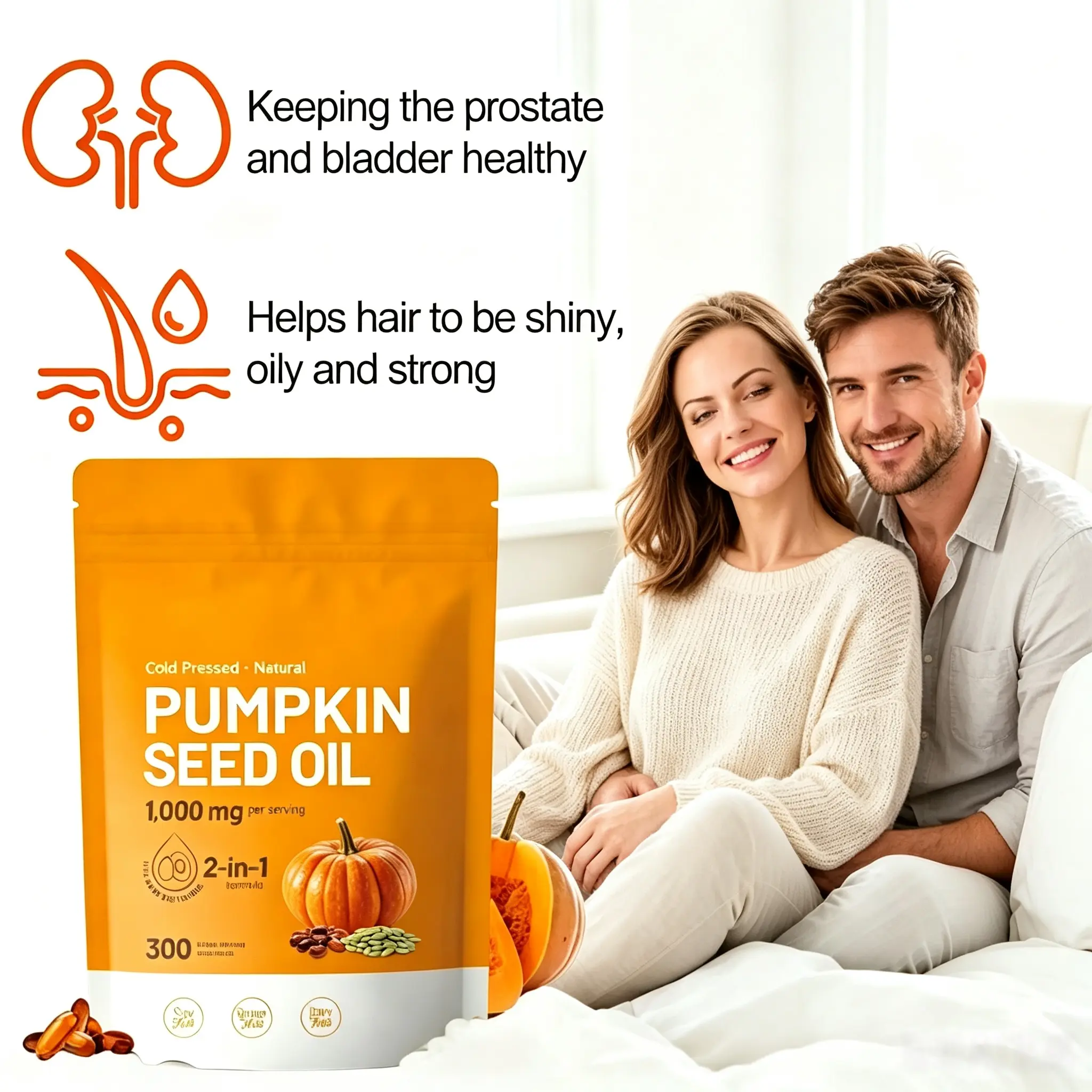 pumpkin seed oil and saw palmetto softgel 1000mg high content plant esters 300 capsules SummerVibes #holiday gift Herbal Supplements Health