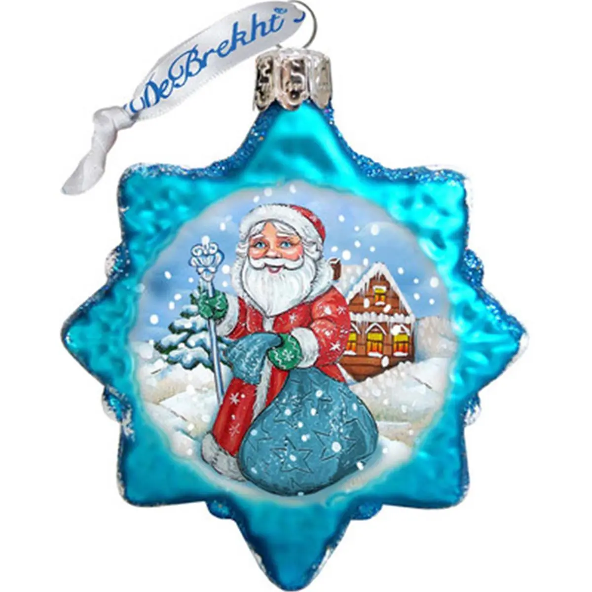 GDeBrekht 777385 Santa With Blue Bag Glass Ornament